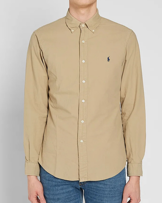 Polo Ralph Lauren Garment-Dyed Oxford Shirt in Brown – Men's Classic Button-Down Shirt